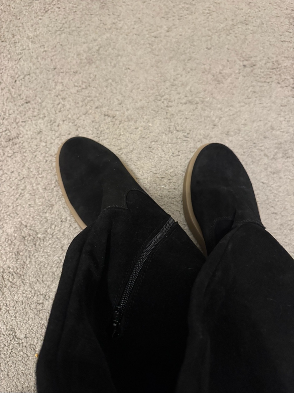 FREE PEOPLE Phoenix Tall Slouch Suede Boots Black, Size 7.5/37 1/2 - Picture 7 of 9